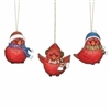 Roman - Fat Birds With Santa Hat Ornaments - Set of 3