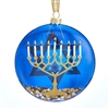 Kurt Adler - Glass  Hanukkah Disc Ornament, 100-mm / 3.94 inch