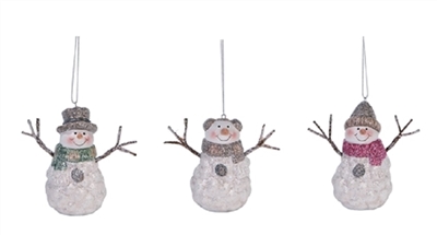 Transpac - Happy Glitter Snowman Ornaments - Set of 3