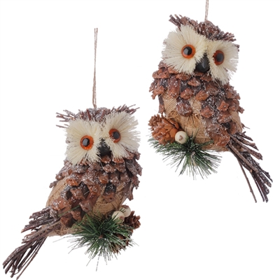 Ice Owl Ornament - 7" - set of 2