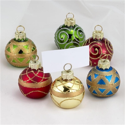 Kurt Adler Glass Ornament Style Place Card Holders