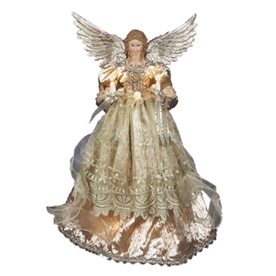Kurt Adler - Platinum Dress Angel Treetop - 16-Inch - 10-Light