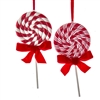 Kurt Adler Candy Peppermint Stripe Lollipop Ornaments - Set of 2