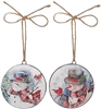 Raz Imports - Snowman Disc Ornaments - 6" - Set of 2