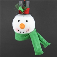 Snowman Head with Green Scarf Ornament