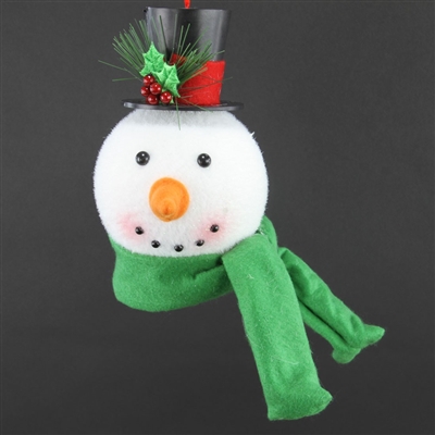 Snowman Head with Green Scarf Ornament