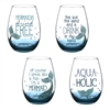 Stemless Wine Glasses - Coastal - Mermaid - Set of 4