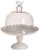 White Metal and Glass Cake Holder, Large