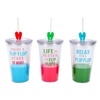 Insulated Tumblers With Flexible Straws - Flip Flop Theme