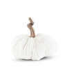 K&K Interiors 10" White Velvet Pumpkin With Gold Stem