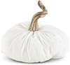 K&K Interiors 7.5" White Velvet Pumpkin With Gold Stem