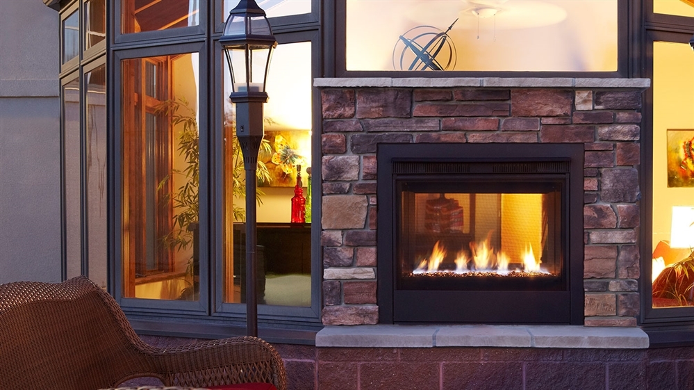 Majestic Indoor/Outdoor Gas Fireplace Twilight Modern