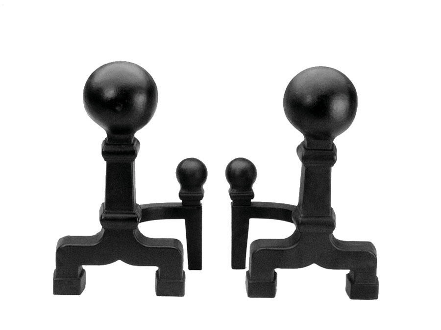 Minuteman 6" Diameter Black Ball Andirons