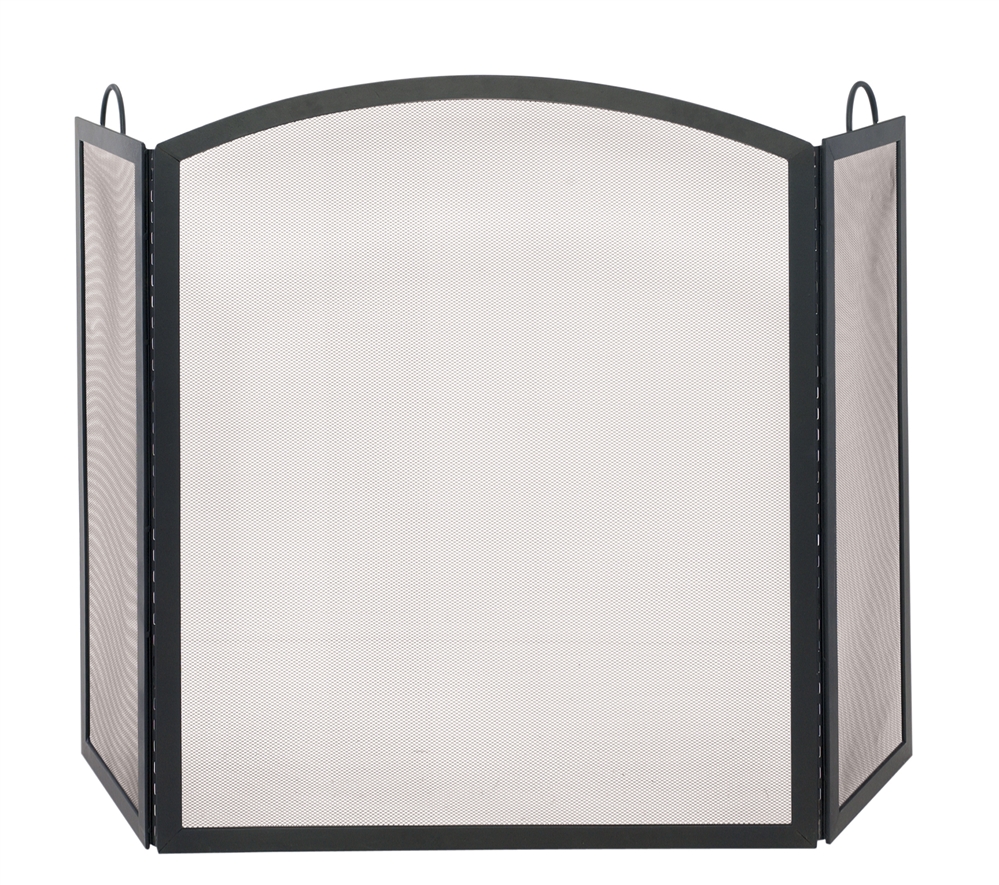 Uniflame 3 Fold Black Arch Top Fireplace Screen