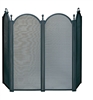 UniFlame Large 4 Fold Black Fireplace Screen with Woven Mesh