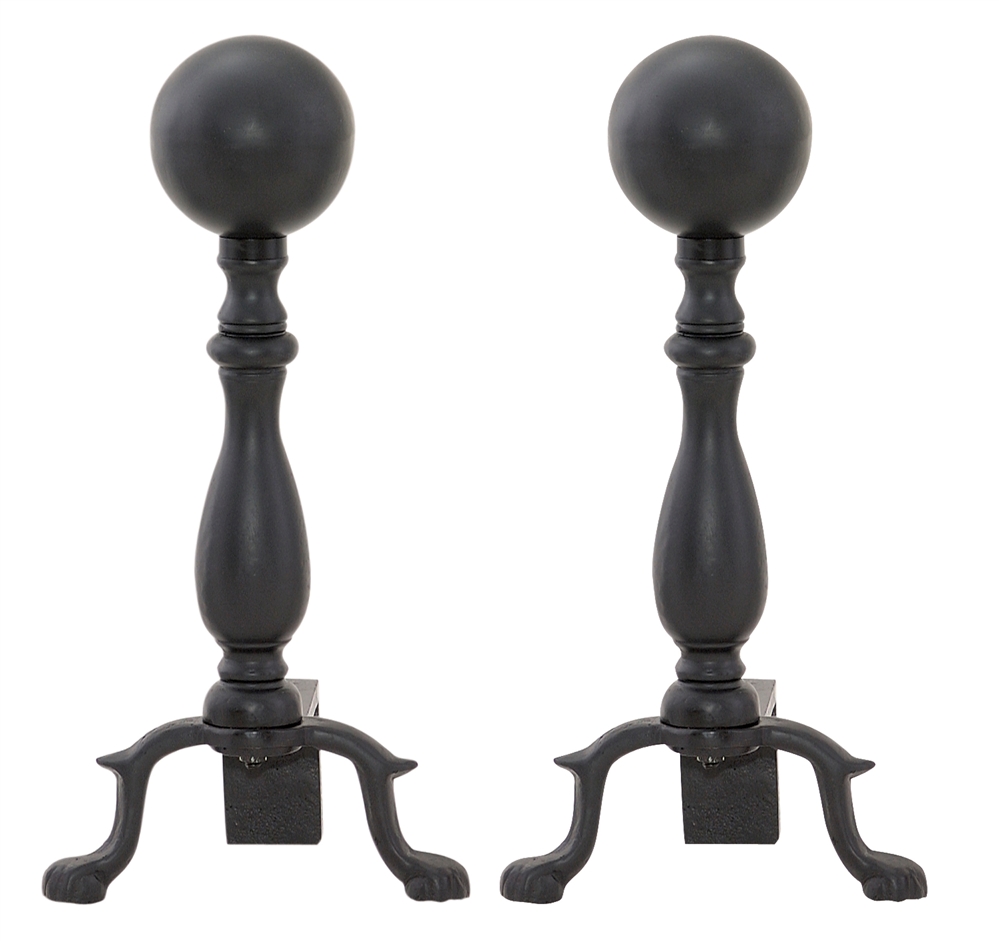 Uniflame Black Wrought Iron Andirons with Ball Handle