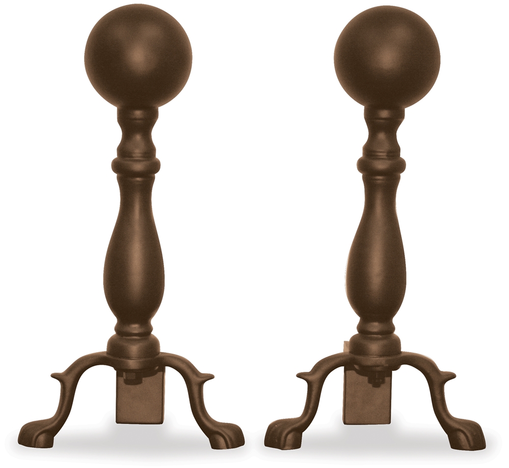 Uniflame Bronze Andirons with Ball Handle