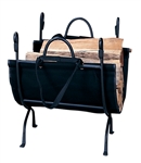 Uniflame Deluxe Black Wrought Iron Log Rack with Canvas Carrier