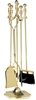 Uniflame Specialty Line Polished Brass 5 Piece Fireset with Ball Handles and Pedestal Base