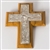 CCG-215S  TRADITIONAL SILVER PLATED WALL HANGING CRUCIFIX ON HAND CARVED WOOD CROSS