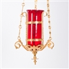 CCG-38G, ORNATE GOLD HANGING SANCTUARY LAMP WITH GLOBE