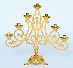 GOLD PLATED 7 CANDLE AVE' MARIA CANDELABRA