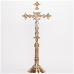 Fine Ornate Altar Cross - Polished Brass & Lacquered