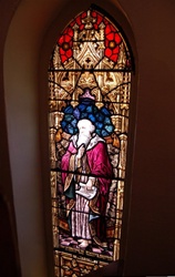 Antique early American Stained Glass Window, St. Elias