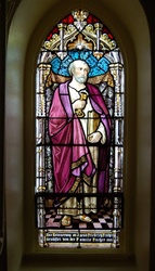 Antique early American Stained Glass Window, St. Peter