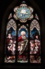 Antique early American Stained Glass Window, Jesus with arms open