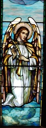 Angel with Zither Antique Stained Glass Window, By J&R Lamb Studios - Circa 1905