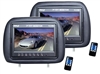 Pair Adjustable Black Headrest with Built-in 7'' TFT-LCD Monitors