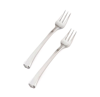 Glimmerware EMI-GWFK4 4" Disposable Plastic Silver Mini Tasting Forks