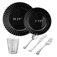Scalloped Full Party Package Black Larger Size