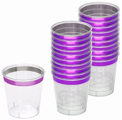 Zappy 1240 Rimmed Shot Glasses 1 oz, Gold, Silver, Rose Gold, Purple