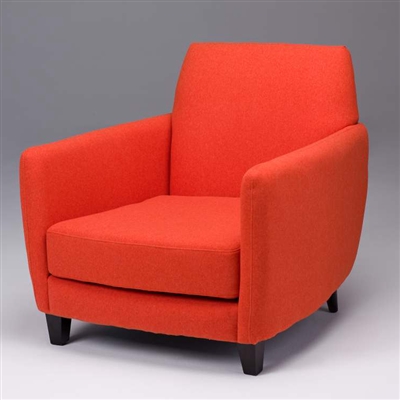 Seriena Barcelona Sofa/Accent Chair upholstered in Orange-red/Purple faux wool, Orange upholstered chair