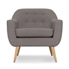Seriena Reco Modern Mid Century Gray Tufted Sofa Chairs Natural Wood Legs | Gray Club Chairs