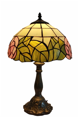 Tiffany Lamps | Tiffany lamp Pink Rose Zinc Base | Tiffany Table Lamp | 12 inch Tiffany Sytle Lamp | 12 inch Glass lamp Shade | 12" Glass Lamp Shade | pink table lamp