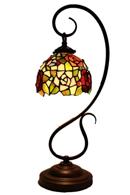 Tiffany Reading Lamp | Tiffany Lamp | Tiffany Desk Lamp | Tiffany table Lamp | Tiffany Reading Lamps with Rose Design | 10" Lamp Shade | Iron Base | office lamps |