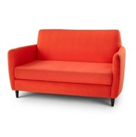 Seriena Barcelona Faux Wool Sofa/LoveSeat in Red-Orange or Purple Fabric, Orange upholstered Chairs, Mid Century Modern Design