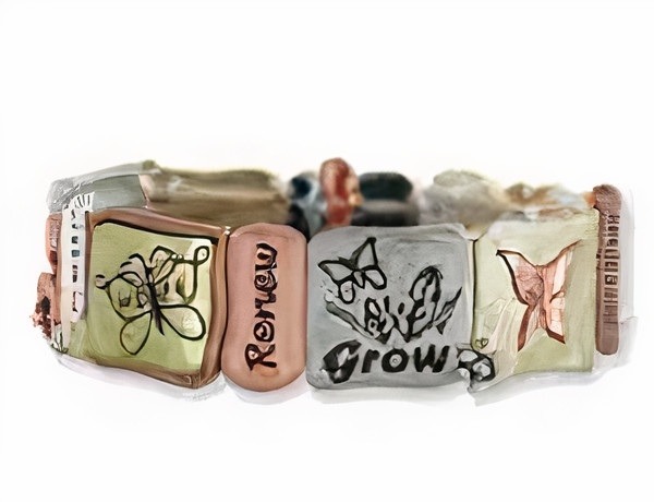 butterfly-tri-tone-stretch band-bracelet