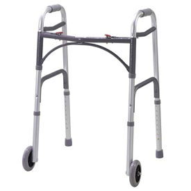 Drive Deluxe Folding Walker Two Button with 5 inch wheels