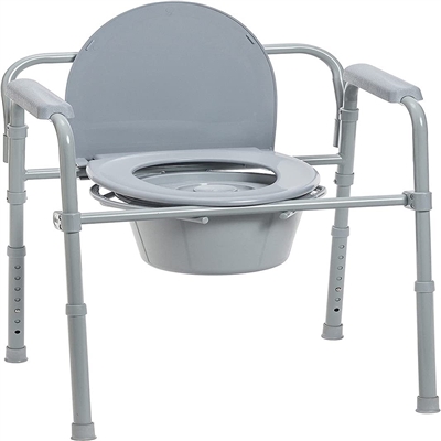 Drive Folding Deluxe Bedside Steel Commode - 11148KDR-1