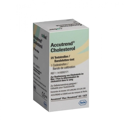 Roche Accutrend Cholesterol Test Strips are specially designed superior quality strips used for checking cholesterol levels in the blood. To be used with the Accutrend Plus Meter Kit.