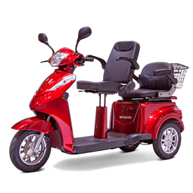 eWheels EW-66 3 Wheel RED Electric Mobility 2 Passenger Scooter 15MPH