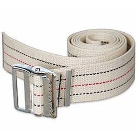 Medline Washable Cotton Gait Belts, Natural W/Blue & Red Stripes