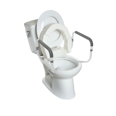 INNO Hinged Raised Toilet Seat with Safety Rails