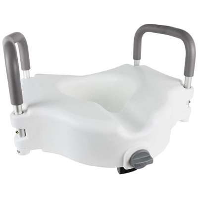 Vive Raised Toilet Seat - 5" Portable, Elevated Riser with Padded Handles - Elongated and Standard Fit Commode Lift