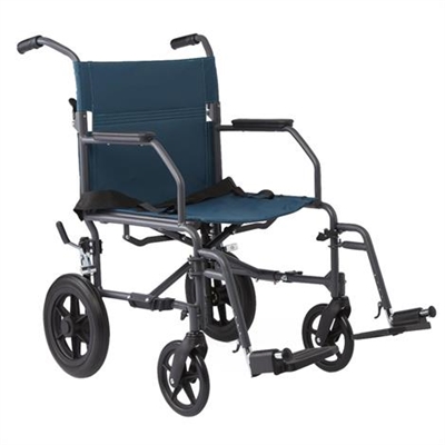 Medline Basic Transport Chair, 12" Wheels, Infused with Microban Antimicrobial Protection