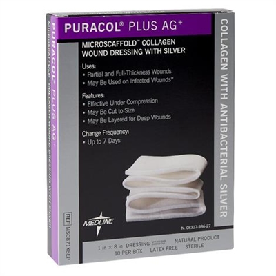 Medline Puracol Plus AG Collagen Rope Dressing with Antimicrobial Silver